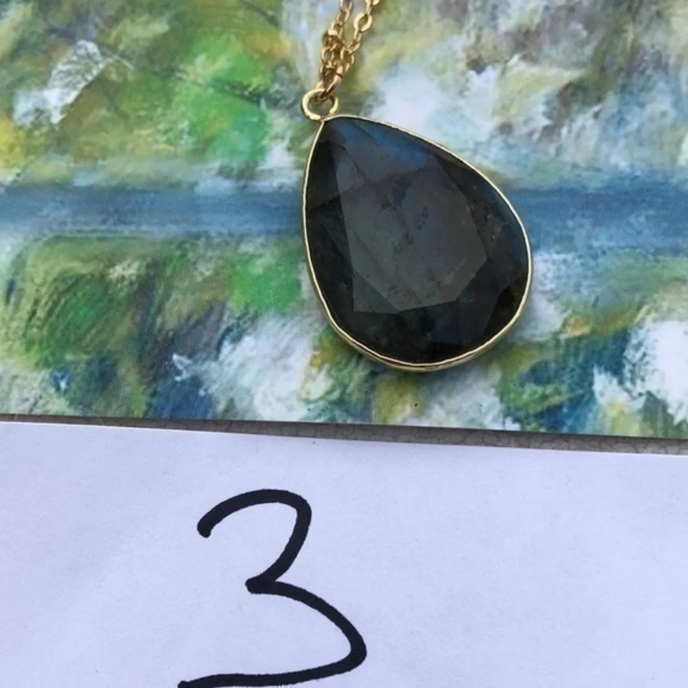 RESTOCKED! Labradorite Nebula 14K GP Boho Necklace Green/Blue Gemstone Handmade